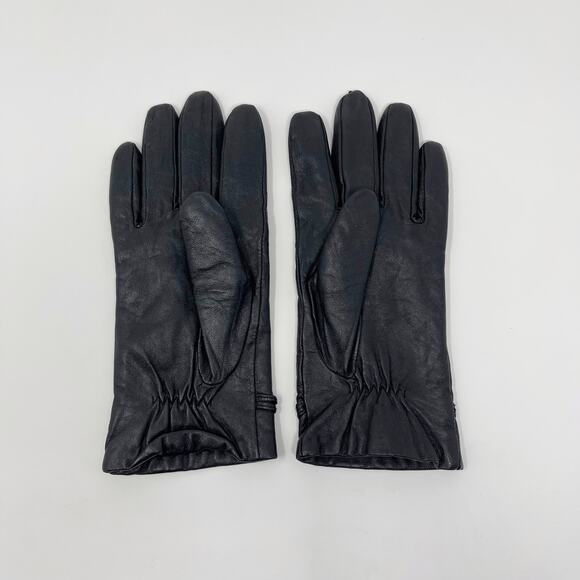 Isotoner Womens Leather Gloves Black Tie Knot - Picture 2 of 11